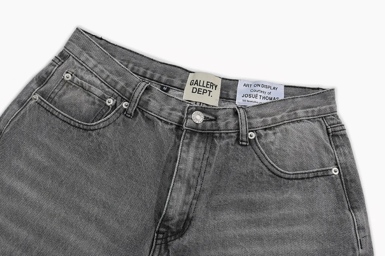 p230 (detail picture) 639#Gallery Dept New Basic Washed Smoke Gray Flared Splicing Jeans American Retro Casual Pants Smoke Gray S~XL
